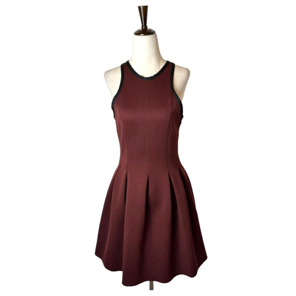 T Alexander Wang Dress Women Small Brown Racerback‎ Neoprene Mini Skater Scuba